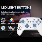 SZYUYU Switch Controller for Switch 2,Switch Pro Controller for Switch/OLED/Lite/PC with 7 Colors LED Light/3-level TURBO Adjustable,4-Speed Dual Vibration ,Support Wake Up and Gyro Axis Motion (White)
