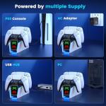 PS5 Controller Charger Station for Playstation 5 Controllers with LED Light Dual Stand Charger Dock, PS5 Controller Charging Station Accessories for PlayStation 5 Storage Kit with AC Adapter