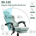 Gaming Chair with Footrest for Adults - Ergonomic Gaming Chairs with Foot Rest - Big and Tall Computer Game Chair - Fabric Reclining Video Game Chairs with Spring Cushion - Green/Light Grey