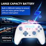 SZYUYU Switch Controller for Switch 2,Switch Pro Controller for Switch/OLED/Lite/PC with 7 Colors LED Light/3-level TURBO Adjustable,4-Speed Dual Vibration ,Support Wake Up and Gyro Axis Motion (White)