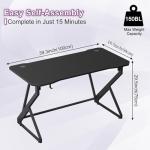 Grandder Gaming Desk Z Shaped 40 Inch Gamer Workstation, Home Computer Carbon Fiber Surface Gaming Desk PC Table with Headphone Hook, Carbon Fiber Black