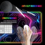 Stanoha RGB Mousepad LED Desk Mat Gaming Large Keyboard Cute Desktop Computer Laptop 14 Light XXL Long Giant Big Cool Modern Design Unique for Men Boys Gamer Oversized Wide 30x12'' Mousepad, Topo