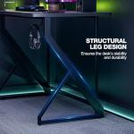 Grandder Gaming Desk Z Shaped 40 Inch Gamer Workstation, Home Computer Carbon Fiber Surface Gaming Desk PC Table with Headphone Hook, Carbon Fiber Black