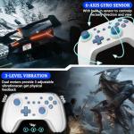 SZYUYU Switch Controller for Switch 2,Switch Pro Controller for Switch/OLED/Lite/PC with 7 Colors LED Light/3-level TURBO Adjustable,4-Speed Dual Vibration ,Support Wake Up and Gyro Axis Motion (White)