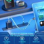 Korfile 40 Inch Gaming Desk with LED Lights & Power Outlet, L Shaped Computer Gaming Table with Storage Shelves, Reversible Corner Desk with Monitor Stand for Home Office, Carbon Fiber Black