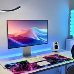 Stanoha RGB Mousepad LED Desk Mat Gaming Large Keyboard Cute Desktop Computer Laptop 14 Light XXL Long Giant Big Cool Modern Design Unique for Men Boys Gamer Oversized Wide 30x12'' Mousepad, Topo