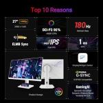 ASUS ROG Strix 27” 1440P USB-C HDR Gaming Monitor (XG27ACG-W) - White, QHD, 180Hz, 1ms, Fast IPS, DCI-P3 95%, Extreme Low Motion Blur Sync, G-Sync Compatible, Tripod Socket, AI Gaming, 3yr Warranty