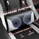 Shahoo Gaming Chair with Footrest and Massage Lumbar Support, Ergonomic Computer Chairs 360°Swivel and Height Adjustable Seat with Headrest for Office or Bedroom, Study Room, White