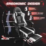 Shahoo Gaming Chair with Footrest and Massage Lumbar Support, Ergonomic Computer Chairs 360°Swivel and Height Adjustable Seat with Headrest for Office or Bedroom, Study Room, White