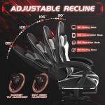 Shahoo Gaming Chair with Footrest and Massage Lumbar Support, Ergonomic Computer Chairs 360°Swivel and Height Adjustable Seat with Headrest for Office or Bedroom, Study Room, White