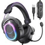 FIFINE Wired USB Gaming Headset: 7.1 Surround Sound - Vibrant Customizable RGB - Game/Chat Balance, Gamer Headphone with Noise Canceling Mic for PC, PS5/PS4, Laptop, Mac - AmpliGame H13BP