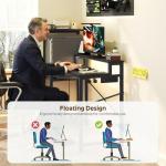 YATINEY Small Computer Desk with LED Light and Power Outlet, Small Gaming Desk with Monitor Stand, Reversible Game Table with 2 Side Hooks, Home Office Desk for Living Room, Bedroom, Black DN06UDBB