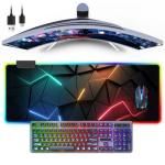 RGB Mouse Pad Desk Pad, Large Gaming Mousepad with LED Light 13 Light Modes Touch Control Extended Soft Computer Keyboard Mat Pad, Desk Mat with Non-Slip Rubber Base for MacBook & Laptop(31.5X11.8)