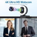 Galyimage 4K Webcam with Ring Light Web Cam 4K Autofocus with TOF Computer Camera 1080P 60FPS Web Camera Built-in Privacy Cover and Microphone Streaming Webcams for Zoom/Skype/Google Meet