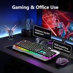 AULA Keyboard, T102 104 Keys Gaming Keyboard and Mouse Combo with RGB Backlit Number Pad, All-Metal Panel Waterproof Light Up PC Keyboard,USB Wired Computer Keyboards Gaming for Win XP/7/8/10 PC Gamer