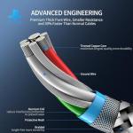 PS4 Controller Charger Cable 13FT – Flush Curved Connector Design for Snug Fit - 2 Pack Nylon Braided Long Micro USB Charging Cord Data Sync Wire Accessories for PlayStation Dualshock 4 Controller