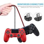 PS4 Controller Charger Cable 13FT – Flush Curved Connector Design for Snug Fit - 2 Pack Nylon Braided Long Micro USB Charging Cord Data Sync Wire Accessories for PlayStation Dualshock 4 Controller