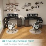 Lufeiya L Shaped Gaming Desk with Power Outlet, 47 Inch Reversible Corner Computer Desk with Drawers & Storage Shelves for Home Office Bedroom, L-Shaped Teen PC Desks with Fabric Drawer, Black