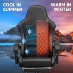 GTPLAYER Gaming Chair, High Back Leather Computer Game Chair with Footrest, Ergonomic Height Adjustable Office Chair with Removable Cover and Lumbar Support for Gaming and Work (Black)