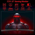ZZA 27 Inch Curved Gaming Monitor 200Hz|180Hz|144HZ 1ms FHD 1080P Computer Screen FreeSync|130% sRGB|HDR|Low Blue Light|HDMI DP Ports|VESA Mount|Metal Stand