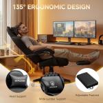 GTPLAYER Gaming Chair, High Back Leather Computer Game Chair with Footrest, Ergonomic Height Adjustable Office Chair with Removable Cover and Lumbar Support for Gaming and Work (Black)