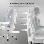 GTPLAYER Gaming Chair, Computer Chair with Mesh Back, Ergonomic Game Chair with Footrest, Reclining Game Chair with Adjustable Headrest and Lumbar Support for Gaming and Office (White)