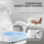 GTPLAYER Gaming Chair, Computer Chair with Mesh Back, Ergonomic Game Chair with Footrest, Reclining Game Chair with Adjustable Headrest and Lumbar Support for Gaming and Office (White)