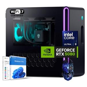 Alienware Aurora Gaming Desktop 2025, Intel Core Ultra 9 285K(24-Core, up to 5.6GHz), NVIDIA GeForce RTX 5080 GDDR7(> 4090), 64GB DDR5 RAM|4TB M.2 PCIe SSD|Liquid Cooled, WiFi 7, Win11P&Lifetime MS