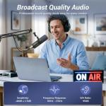 TONOR Dynamic Podcast Microphone for Studio, Cardioid XLR/USB Mic, AI Noise Cancellation, Tap Mute, 3.5mm Headphone Jack for Monitoring, Volume Control, Microfono with Boom Arm, Black, TD510 AIR H+