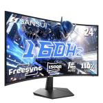 SANSUI 24 Inch Curved 160Hz Gaming Monitor,1500R Curved Gaming Monitor FHD 1080P Computer Monitor,MPRT 1ms Fast VA Display,Freesync,HDR,3000:1, HDMI2.0,DP1.4, VESA Support(ES-G24C1L HDMI Cable Incl.)