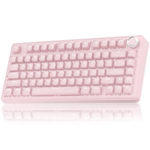 SOLAKAKA A75 Wireless Gaming Keyboard with Multifunction Knob, BT5.0/2.4GHz/USB-C, 75% Mechanical Keyboard, Hot-Swappable, Gasket Creamy Keyboard with RGB Backlit, Crystal Keycaps, for PC/Mac/PC