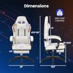 Giantex Gaming Chair, Ergonomic Video Game Chair w/Footrest, Lumbar Support, Headrest, Reclining Backrest & Linkage Armrests, Height Adjustable 360° Swivel Computer Desk Chair for Home Office (Beige)