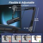 TONOR Dynamic Podcast Microphone for Studio, Cardioid XLR/USB Mic, AI Noise Cancellation, Tap Mute, 3.5mm Headphone Jack for Monitoring, Volume Control, Microfono with Boom Arm, Black, TD510 AIR H+