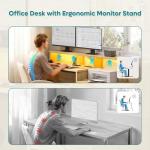 Bestier 55" Computer Desk with Power Outlets & LED Lights, Home Office Desk with Lockable File Drawer & Printer Shelf, Monitor Stand, Modern Gaming Desk & Study Workstation, Natural Oak