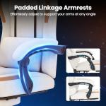 Giantex Gaming Chair, Ergonomic Video Game Chair w/Footrest, Lumbar Support, Headrest, Reclining Backrest & Linkage Armrests, Height Adjustable 360° Swivel Computer Desk Chair for Home Office (Beige)