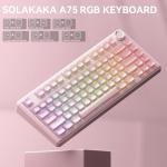 SOLAKAKA A75 Wireless Gaming Keyboard with Multifunction Knob, BT5.0/2.4GHz/USB-C, 75% Mechanical Keyboard, Hot-Swappable, Gasket Creamy Keyboard with RGB Backlit, Crystal Keycaps, for PC/Mac/PC