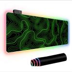 RGB Mouse Pad LED Desk Mat Large Gaming Mousepad Black and Green Line Design, Keyboard Pad XL Mouse Mat for Home and Office