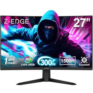 Z-Edge 27 inch Curved Gaming Monitor, FHD 1080P 300Hz 280Hz 240Hz Curved Monitor 1500R Computer Monitor, MPRT 1ms Monitor, FreeSync, Low Blue Light,16.7M Colors, UG27S 2X DP and 2X HDMI