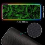 RGB Mouse Pad LED Desk Mat Large Gaming Mousepad Black and Green Line Design, Keyboard Pad XL Mouse Mat for Home and Office