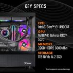 Thermaltake LCGS View i570-170 Gaming Desktop (Intel Core™ i9-14900KF, ToughRam 32GB DDR5 6000MT/s RGB Memory, NVIDIA® GeForce RTX™ 5070, 1TB NVMe M.2, WiFi, Windows 11) V17B-B76B-570-LCS