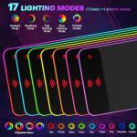 RGB Gaming Mouse Pad with 15W Wireless Charger, 17 Lighting Modes LED Mouse Mat, Extra Large 27.6"x11.8" Extended Mouse Pad with Non-Slip Base, Type-C Plug & Play, for Keyboard, Mouse, and Phone