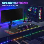 RGB Gaming Mouse Pad with 15W Wireless Charger, 17 Lighting Modes LED Mouse Mat, Extra Large 27.6"x11.8" Extended Mouse Pad with Non-Slip Base, Type-C Plug & Play, for Keyboard, Mouse, and Phone