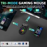 Aula SC620 Wireless Gaming Mouse, Tri-Mode 2.4GHz/USB-C/BT5.3 Computer Mouse with 12000 DPI, Programmable Macro Gamer Mouse with Rapid Fire Key, RGB Light Gaming Mice for PC/Laptop/Mac