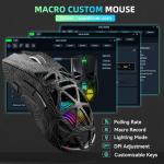 Aula SC620 Wireless Gaming Mouse, Tri-Mode 2.4GHz/USB-C/BT5.3 Computer Mouse with 12000 DPI, Programmable Macro Gamer Mouse with Rapid Fire Key, RGB Light Gaming Mice for PC/Laptop/Mac