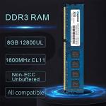 32GB Kit (4X8GB) DDR3 RAM, DDR3 1600 8GB PC3L-12800U 32G DDR3L Dimm 2Rx8 1.35V/1.5V CL11 Notebook RAM Memory for Desktop Computer