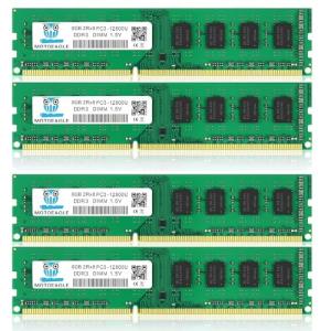 【DDR3 RAM 32GB】 32GB (4X8GB) PC3-12800U DDR3-1600 UDIMM 2Rx8 DIMM RAM DDR3 8GB 1600MHz SDRAM 240-Pin 1.5V CL11 Non-ECC Desktop PC Memory Kit