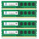 【DDR3 RAM 32GB】 32GB (4X8GB) PC3-12800U DDR3-1600 UDIMM 2Rx8 DIMM RAM DDR3 8GB 1600MHz SDRAM 240-Pin 1.5V CL11 Non-ECC Desktop PC Memory Kit