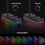 PS5 Controller Charger with USB Charging Port and AC Outlet, RGB DualSense Charging Station Dock for Playstation 5 Controllers with Headphone Stand, PS5 Accessories