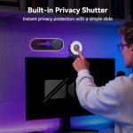 EMEET S600L 4K Webcam for Streaming with Ring Light, 4 Lighting Modes, Rainbow Effect, 1/2" Sensor, AI Imaging, 0.2S PDAF, 2 Mics, Dial Control, 4K Webcam with Light for OBS/Twitch/YouTube/Zoom/PC/Mac