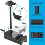 PS5 Controller Charger with USB Charging Port and AC Outlet, RGB DualSense Charging Station Dock for Playstation 5 Controllers with Headphone Stand, PS5 Accessories